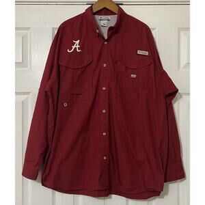 Columbia PFG Mens Button Down Shirt XL Crimson Tide Long Sleeve Alabama Vented